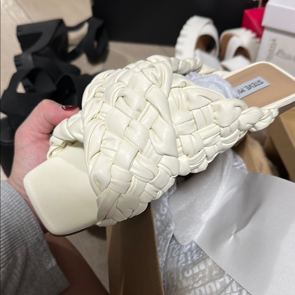 Steve Madden Cream Braided Sandals